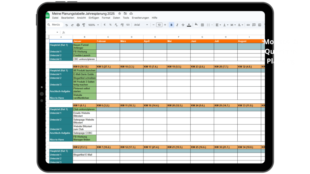 Der beste Start für dein neues Quartal und eine detaillierte Planung für deinen Monat